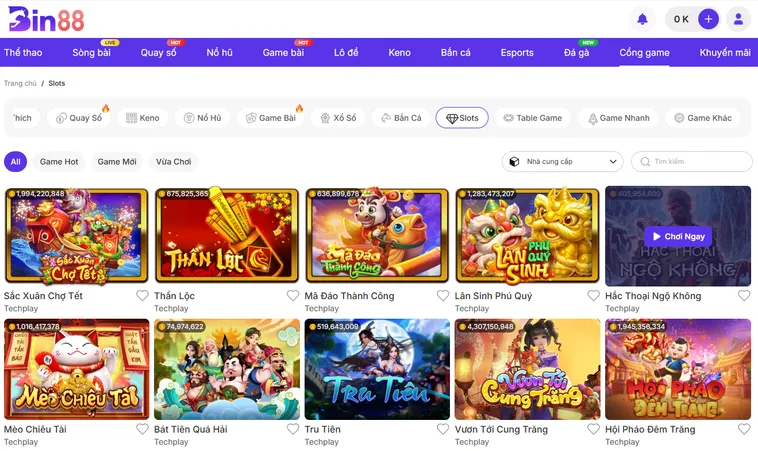 Slot Game Bin88 Quay Hũ Đổi Thưởng Với Kho Game Đồ Sộ Hơn 1000 Trò