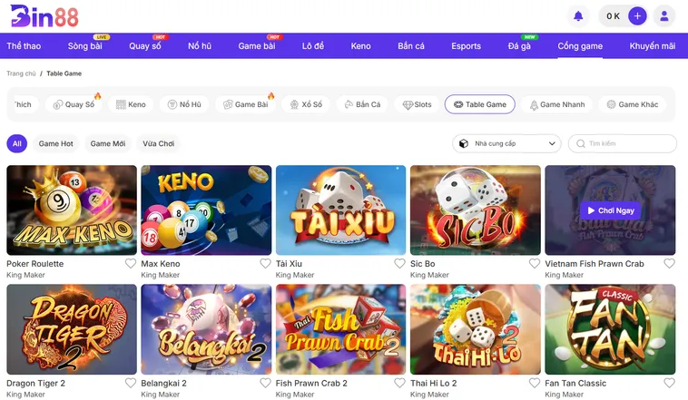 Chinh Phục Table Game Bin88 Với Tỷ Lệ Thưởng Lên Đến 98 Phần Trăm