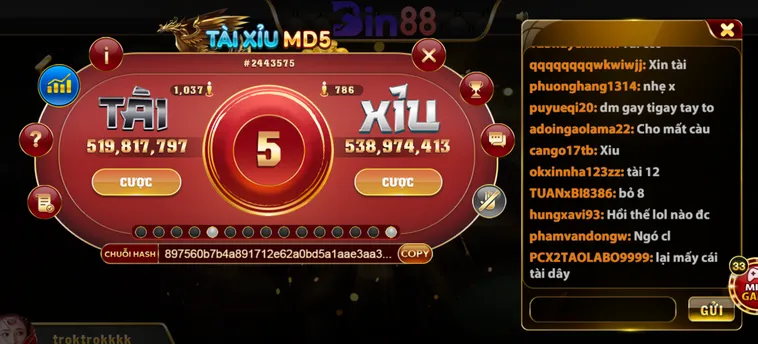 Trải Nghiệm Tài Xỉu MD5 Tại Bin88 Công Bằng Tuyệt Đối Với Công Nghệ Blockchain