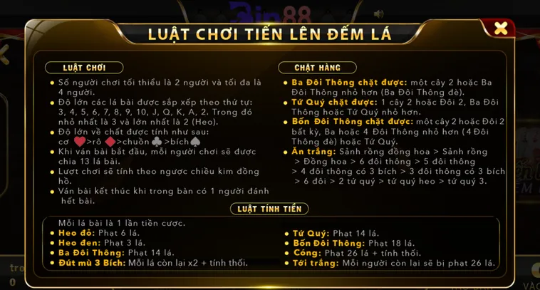 Hướng Dẫn Chơi Tiến Lên Đếm Lá Tại Bin88 Nhận Ngay Khuyến Mãi Cực Sốc