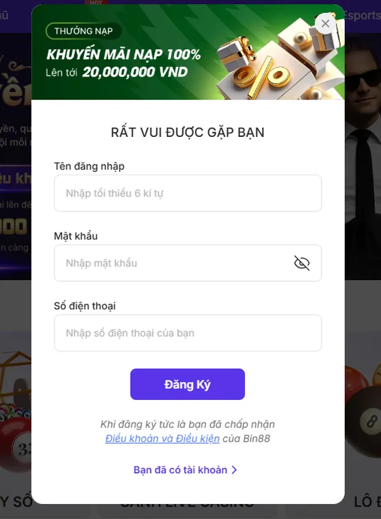 Hướng Dẫn Đăng Ký Bin88 Nhận Ngay Code Tân Thủ 100K Thành Công 100%